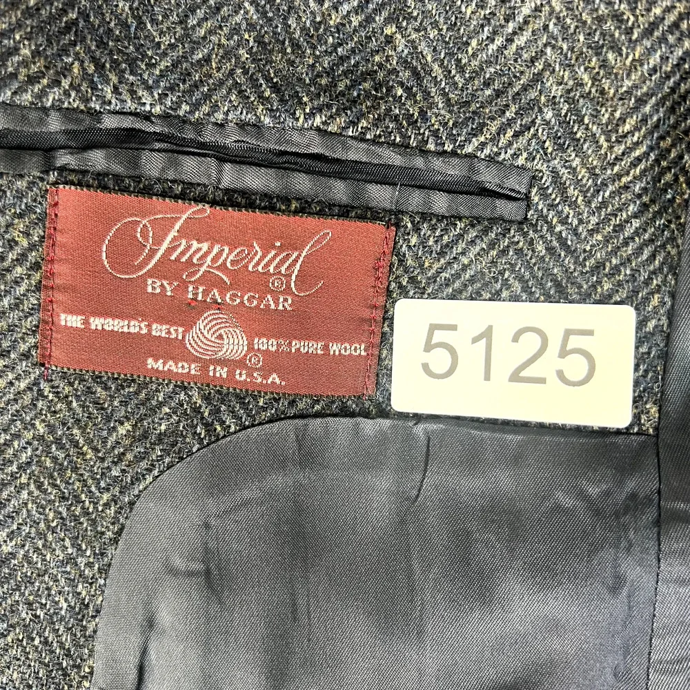 Imperial By Haggar Blazer Sport Coat Men’s 38 100% Wool Blue Herringbone USA